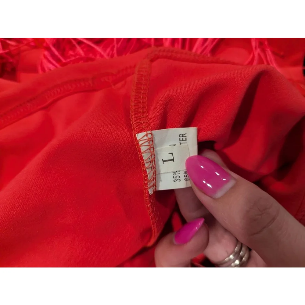 NWOT Neon Coral Pink Flapper Girl Costume L *FLAWED ITEM